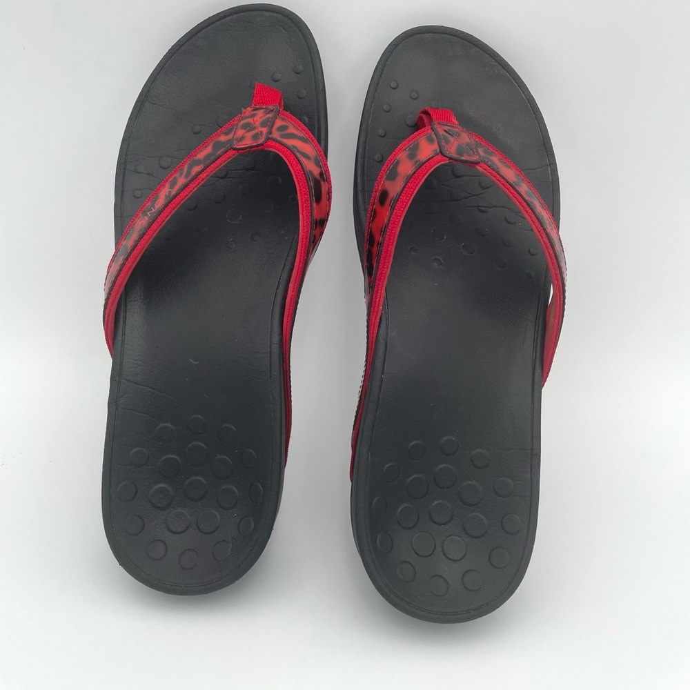 Vionic Women Tide Black Sole Red Thong Orthpedic Flip Flop Thong Sandals Sz 9 - Picture 4 of 6
